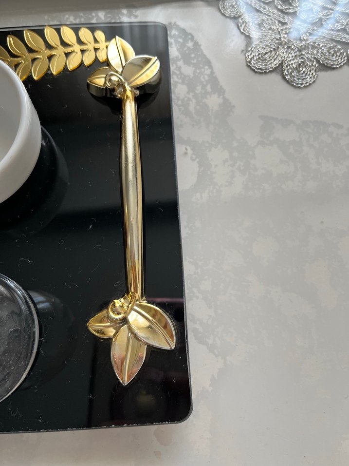 Altın Detaylı Nişan-Söz Tepsisi Damat Fincanı - Görsel 5