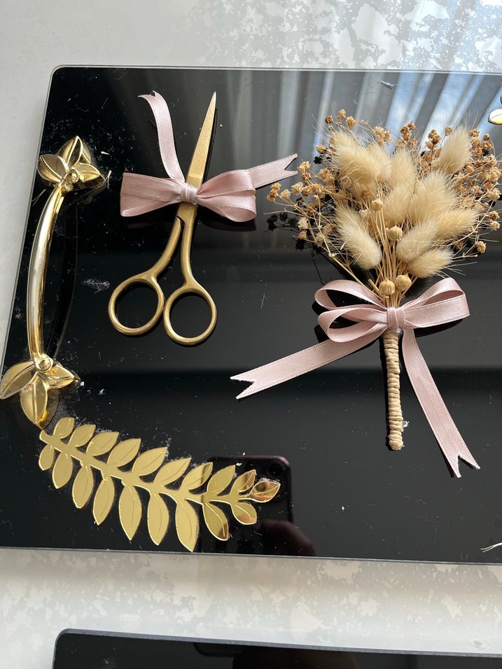 Altın Detaylı Nişan-Söz Tepsisi Damat Fincanı - Görsel 4