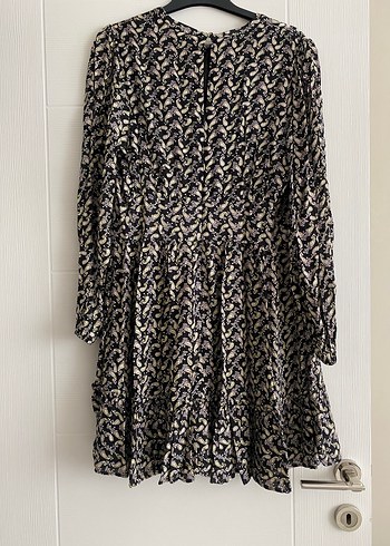 Siyah-Bej Desenli Midi Elbise - Görsel 2