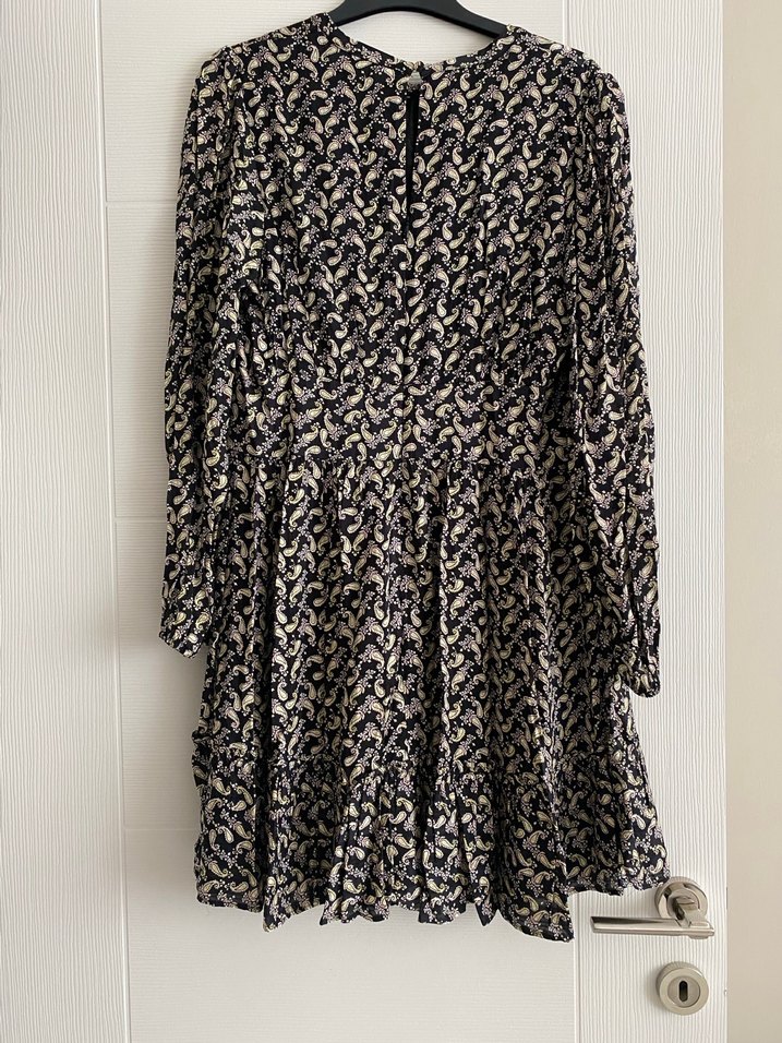 Siyah-Bej Desenli Midi Elbise - Görsel 2