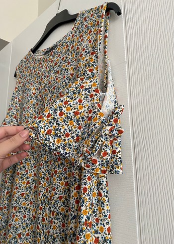 Çiçek Desenli Renkli Bohem Midi Elbise - Görsel 2