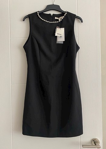 Zincir Detaylı Siyah Midi Abiye Elbise - Görsel 2