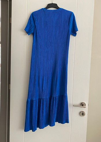 Mavi Piliseli Kadın Uzun Elbise - Görsel 2