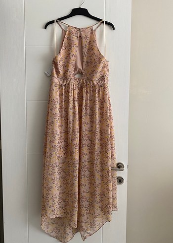 Bej Desenli Bohem Uzun Elbise - Görsel 2