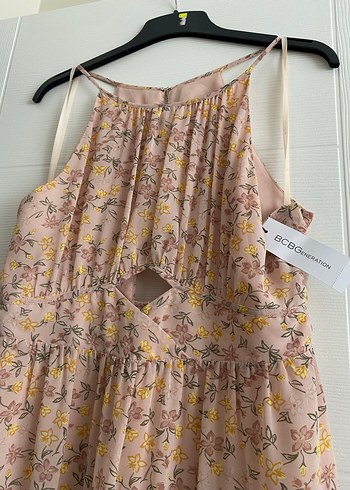 Bej Desenli Bohem Uzun Elbise - Görsel 3