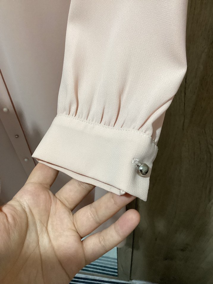 Düğmeli Uzun pudra Kadın Tunik - Görsel 5