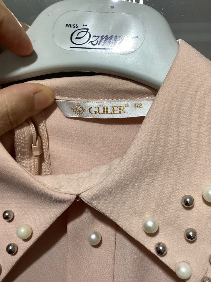 Düğmeli Uzun pudra Kadın Tunik - Görsel 3