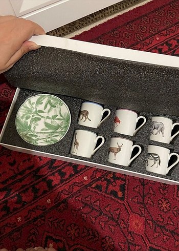 Bohem Tarzı Hayvan Desenli Kahve Fincan Seti