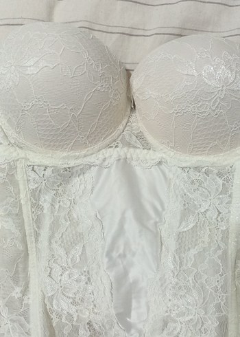 Beyaz Bohem Midi Dantelli Büstiyer - Görsel 2
