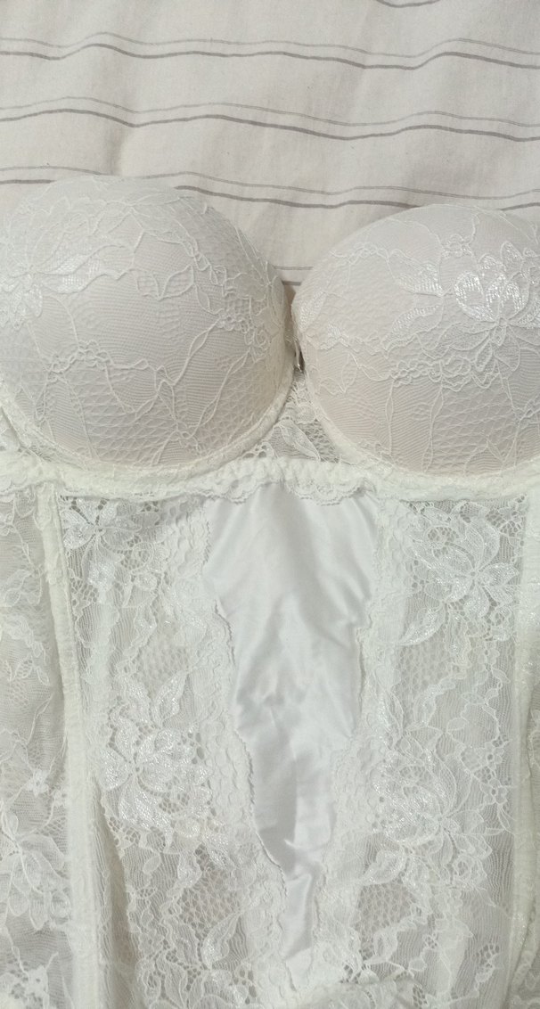 Beyaz Bohem Midi Dantelli Büstiyer - Görsel 2