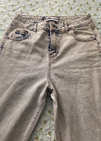 Gri Düğmeli Midi Kot Pantolon