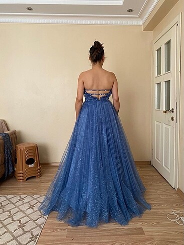 38 Beden Mavi nişan elbisesi Nişanlık