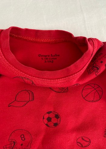 3 Yaş Beden Kırmızı Erkek Bebek Örme Sweatshirt ve Pantolon Takımı