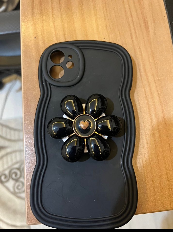 Düğmeli Siyah Bohem Telefon Kılıfı - Görsel 4