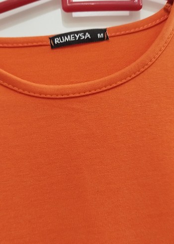 Turuncu Kadın Bisiklet Yaka Tunik