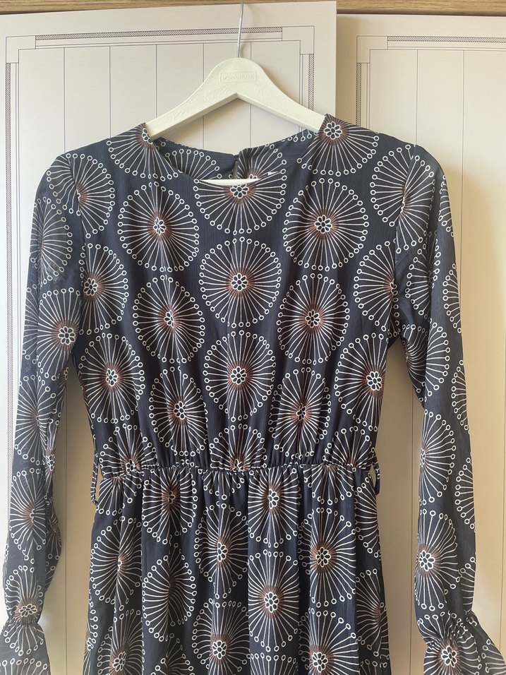 Uzun Kollu Bohem Desenli Uzun Elbise - Görsel 2