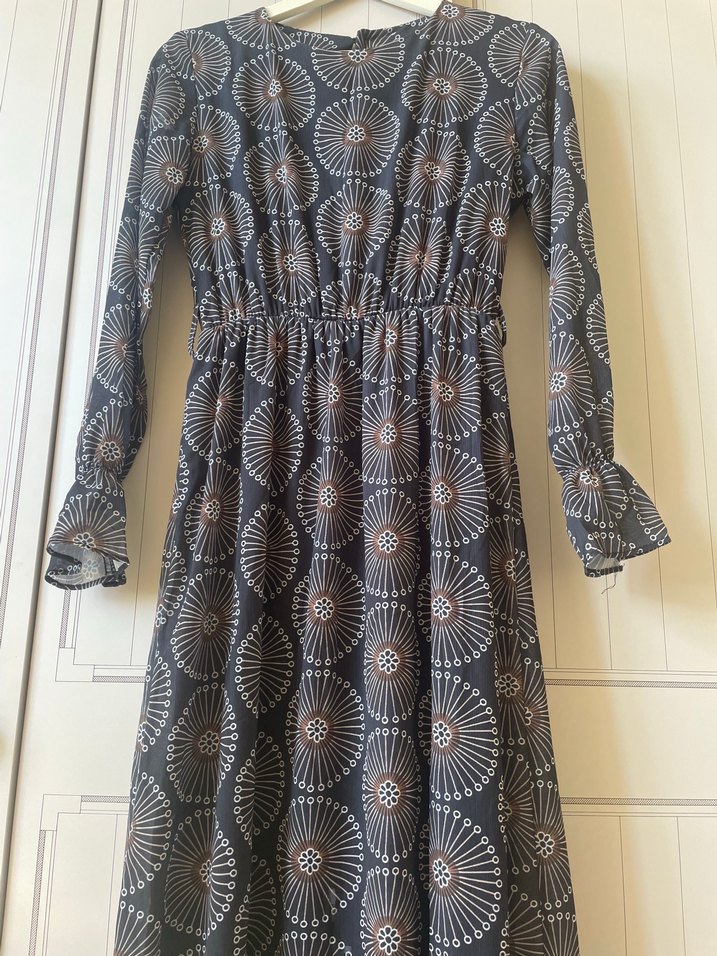 Uzun Kollu Bohem Desenli Uzun Elbise - Görsel 3