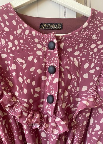 Uzun Kol Düğmeli Bordo Bohem Elbise - Görsel 3