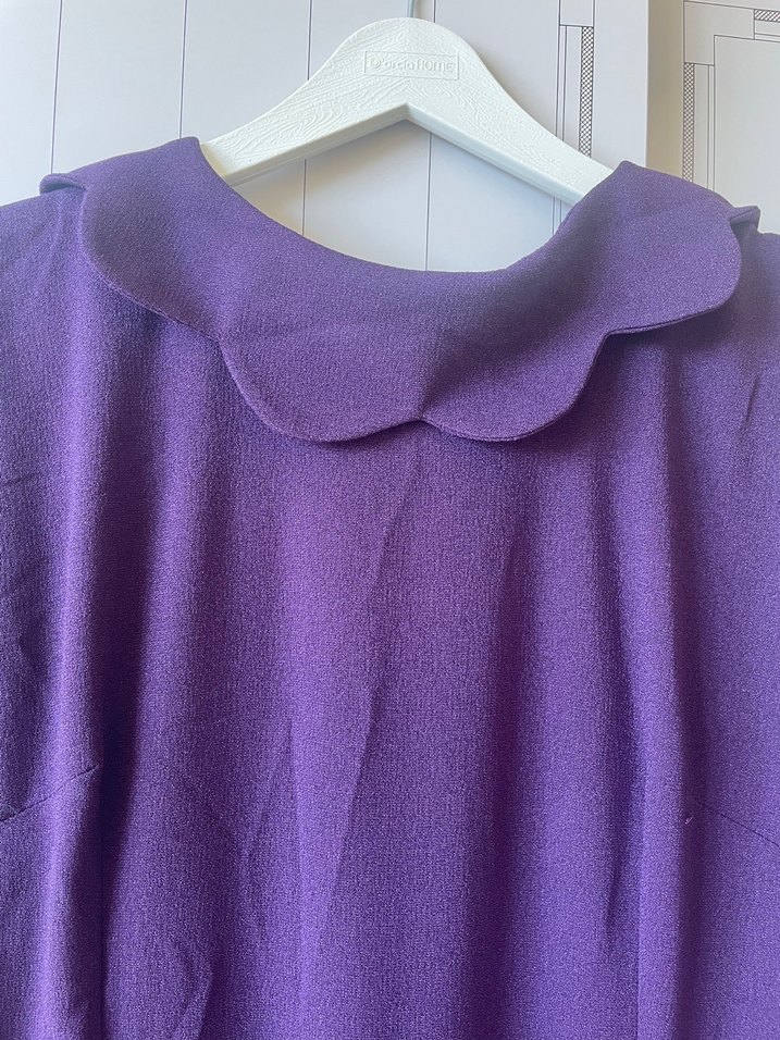 Uzun Kollu Mor Kadın Elbise - Görsel 4