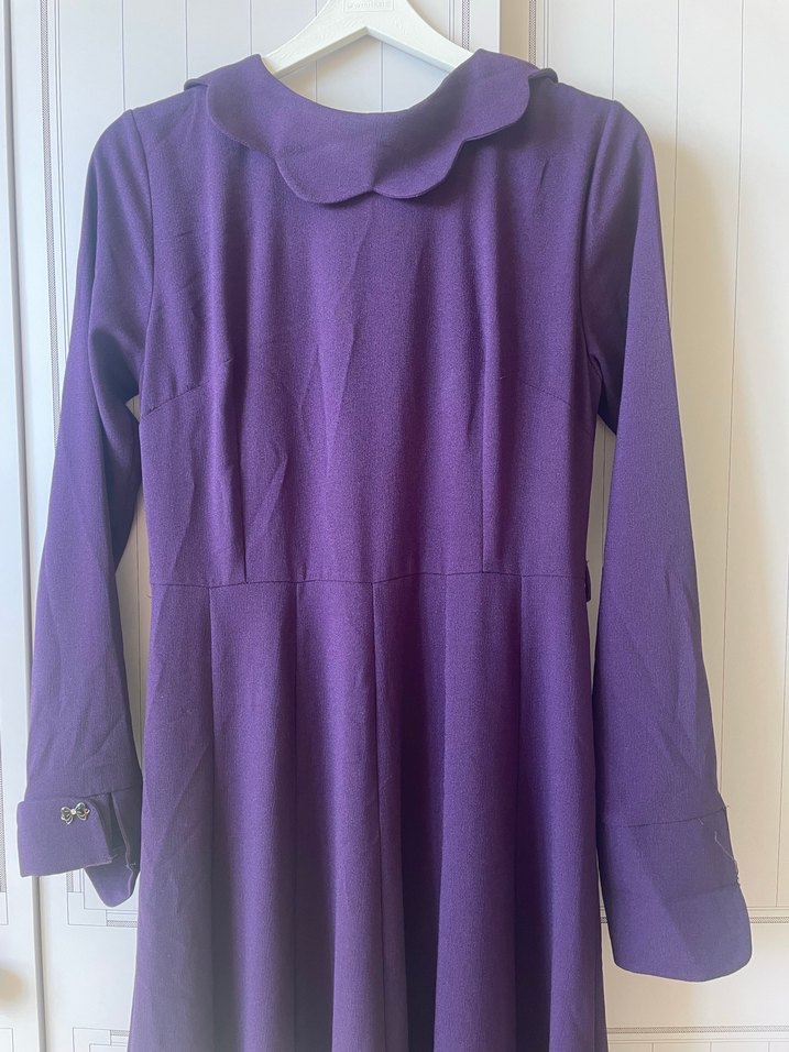 Uzun Kollu Mor Kadın Elbise - Görsel 2