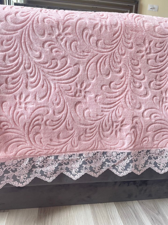 Pembe Nakışlı battaniye - Görsel 5