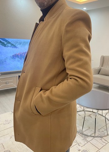 Düğmeli Kahverengi Süet Midi Erkek Kaban - Görsel 3