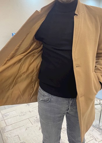 Düğmeli Kahverengi Süet Midi Erkek Kaban - Görsel 4