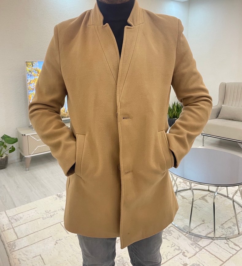 Düğmeli Kahverengi Süet Midi Erkek Kaban - Görsel 5