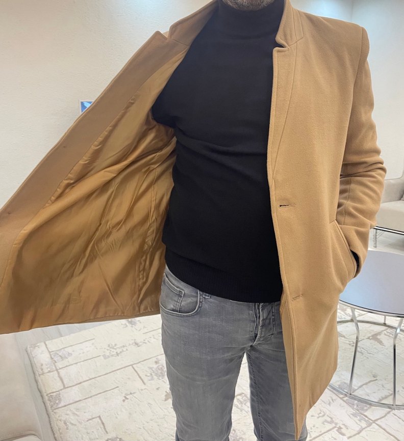 Düğmeli Kahverengi Süet Midi Erkek Kaban - Görsel 4