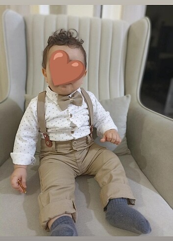 1 Yaş Beden camel Renk Bebek takım elbise