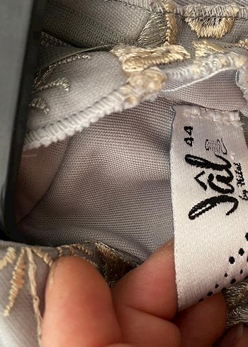 Nakışlı Uzun Kollu Gri Abiye Elbise - Görsel 5