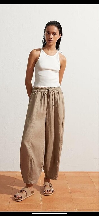 Oysho şalvar model keten pantolon