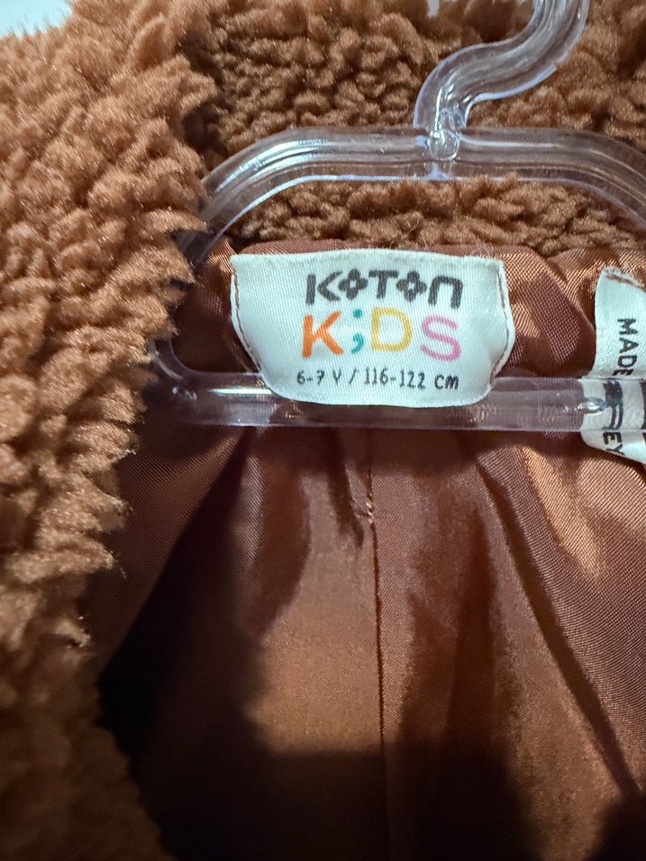 Kahverengi Peluş Kız Çocuk Kaban - Görsel 2