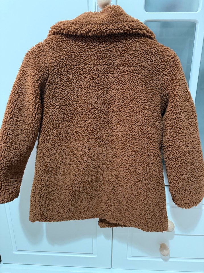 Kahverengi Peluş Kız Çocuk Kaban - Görsel 4