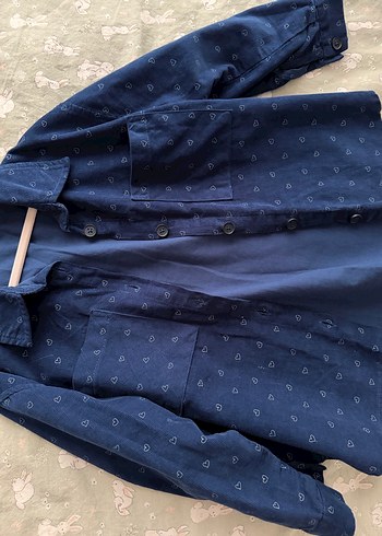 Düğmeli Lacivert Kız çocuk gömlek - Görsel 2