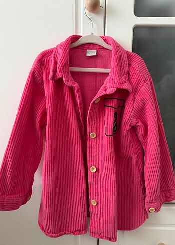 Kız Çocuk Pembe Uzun Kollu Düğmeli Gömlek - Görsel 2