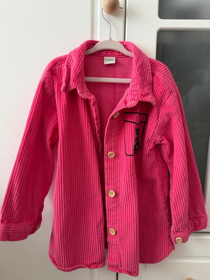 Kız Çocuk Pembe Uzun Kollu Düğmeli Gömlek - Görsel 2