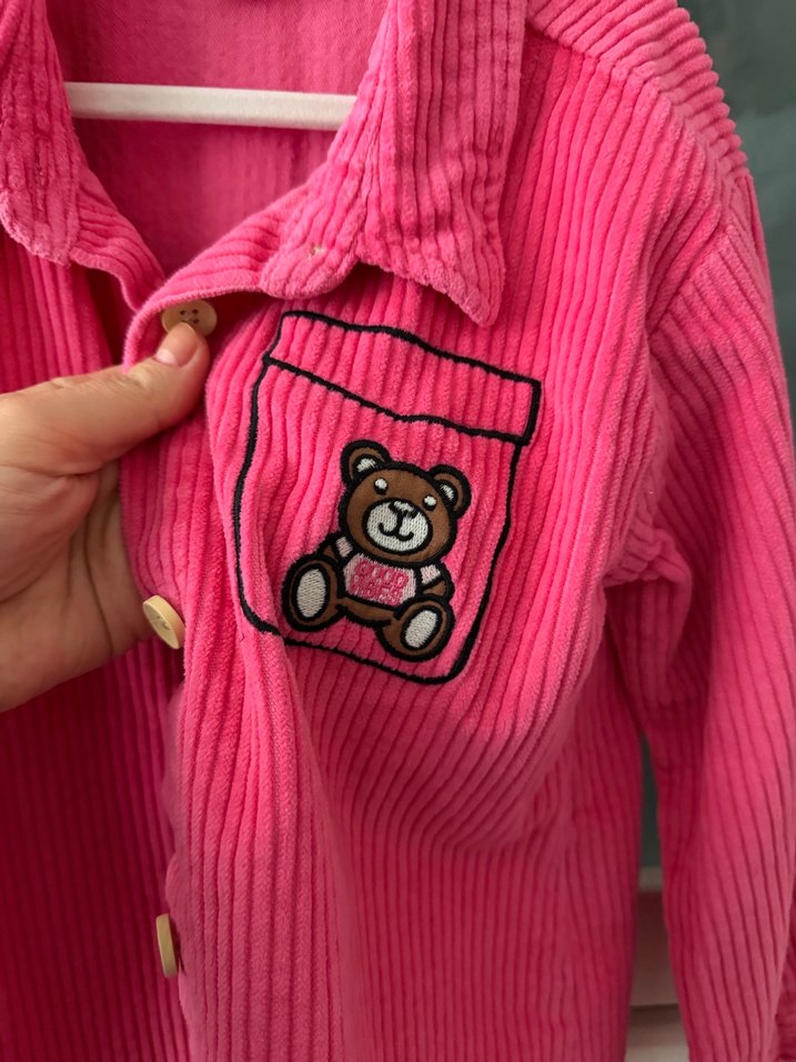 Kız Çocuk Pembe Uzun Kollu Düğmeli Gömlek - Görsel 3