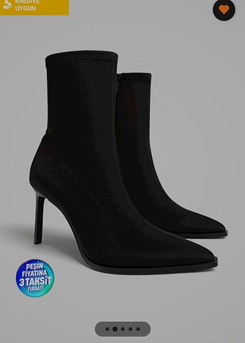 Siyah ince topuklu Stradivarius bot - Görsel 3