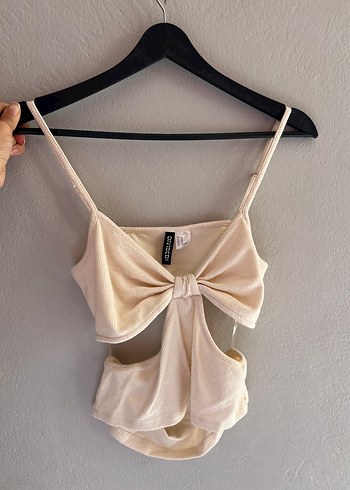 H&M Bej Mini Fiyonk Detaylı Askılı Büstiyer