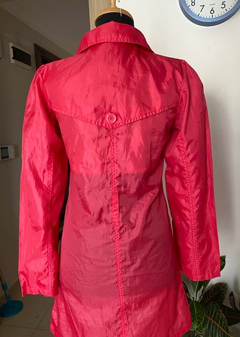 Parlak Pembe Kadın Midi yağmurluk - Görsel 2