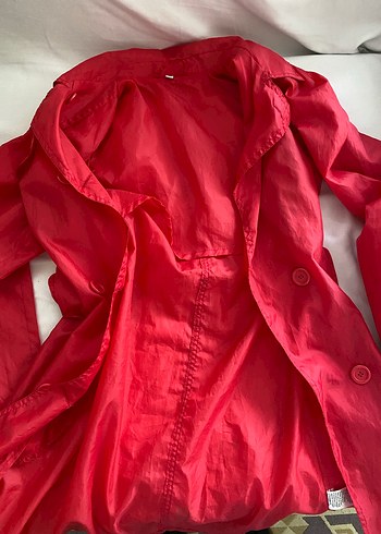 Parlak Pembe Kadın Midi yağmurluk - Görsel 4