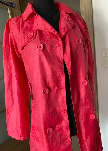 Parlak Pembe Kadın Midi yağmurluk - Görsel 3