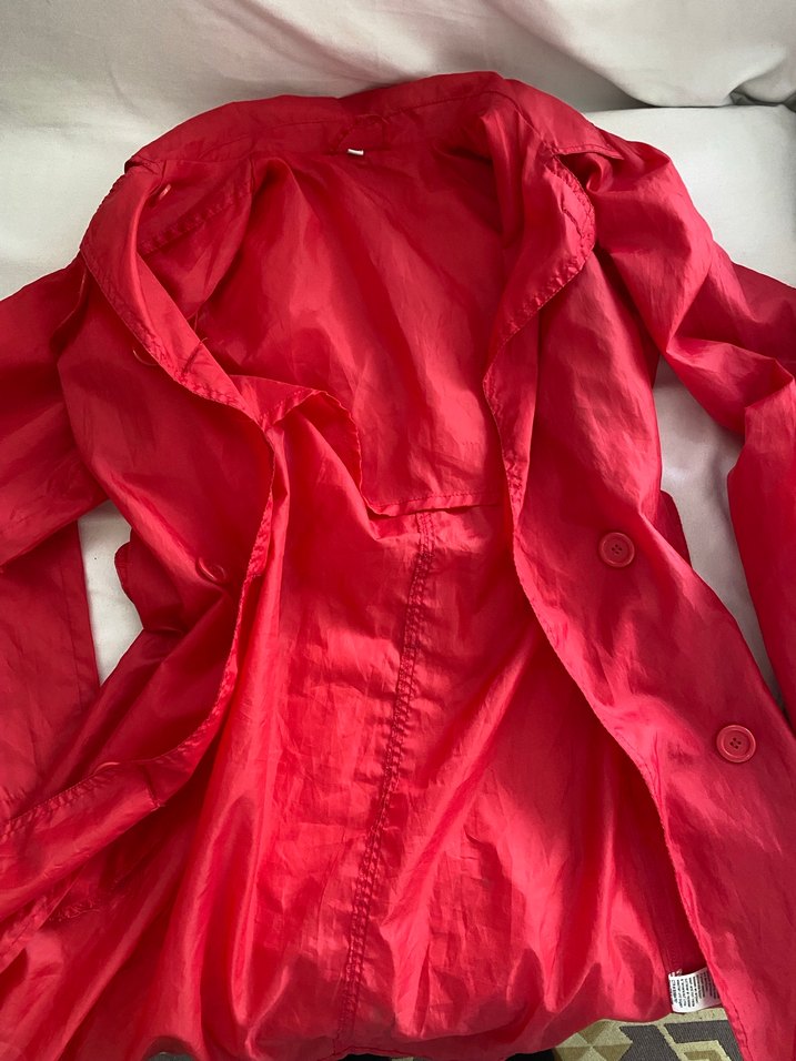 Parlak Pembe Kadın Midi yağmurluk - Görsel 4