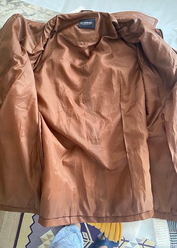 Düğmeli Kahverengi Deri Kadın Biker Ceket - Görsel 4