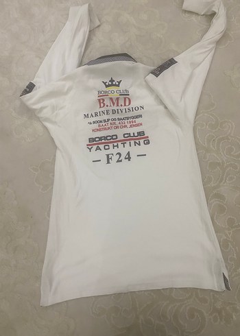 Düğmeli Uzun Kollu Beyaz Polo Tişört - Görsel 2