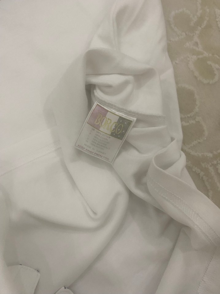 Düğmeli Uzun Kollu Beyaz Polo Tişört - Görsel 3