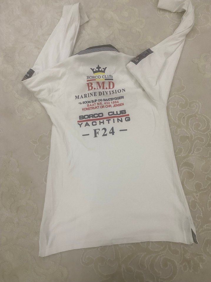 Düğmeli Uzun Kollu Beyaz Polo Tişört - Görsel 2