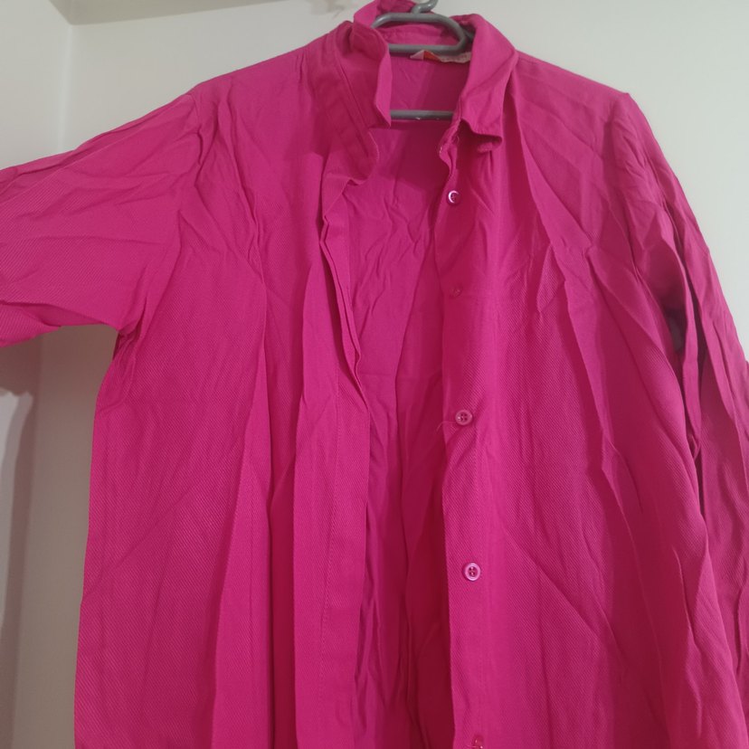 Pembe Keten Uzun Kollu Gömlek - Görsel 2