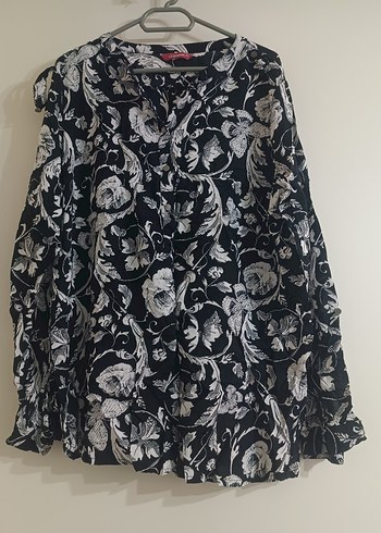 Uzun Kollu Siyah Desenli Bluz - Görsel 2